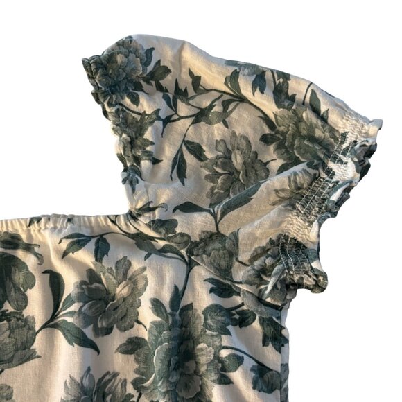 Abercrombie & Fitch Linen Blend Cropped‎ Floral Top Blue White Size XL - Picture 5 of 10